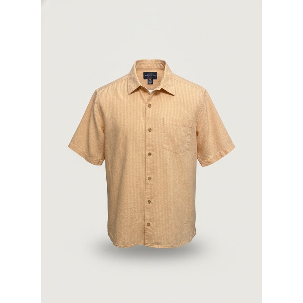 Byron Nelson Signature Series Mens Large Silk Cotton Blend Textured Shirt Peach